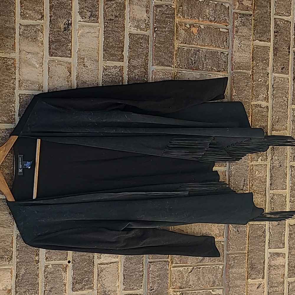 INC Woman Black Jacket with Fringe Size 0x